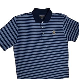 Heritage Cross Blue Striped Men’s Polo Golf Shirt Large